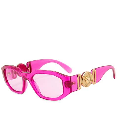 versace pink leopard sunglasses|pink transparent sunglasses.